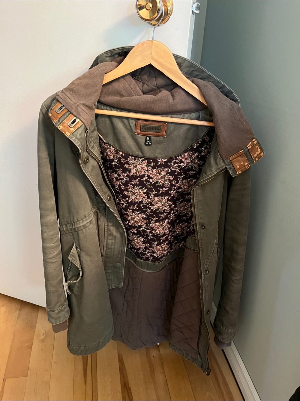 Gentle Fawn Olive Utility Jacket with Floral Quilted Lining